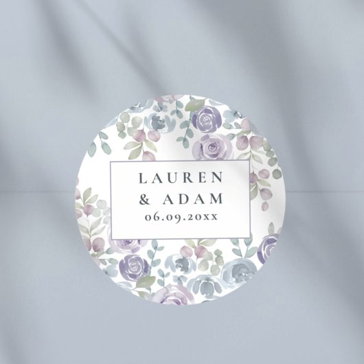 Sticker Rond Boho Floral Watercolor Wedding  