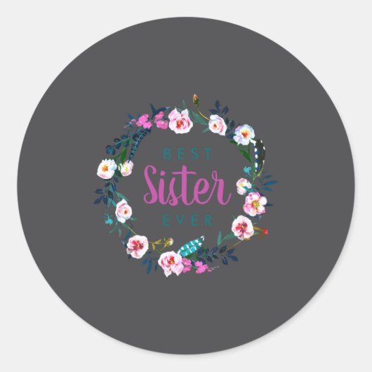 Sticker Rond Boho Floral Wreath Sister Ever  (Devant)