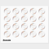 Sticker Rond Boho Flower Shower de Mariée (Feuille)
