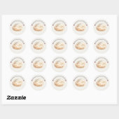 Sticker Rond Boho Fluffy Cloud Baby shower beige (Feuille)