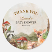 Sticker Rond Boho forêt Bois Baby shower rustique (Devant)