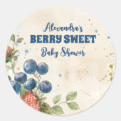 Sticker Rond Boho fraise Berry Baby shower doux (Devant)