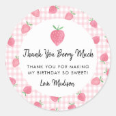 Sticker Rond Boho fraise Berry Sweet Anniversaire (Devant)