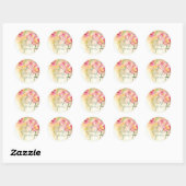 Sticker Rond Boho Freesia avec Merci de calligraphie (Feuille)