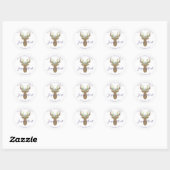 Sticker Rond Boho French Christmas Joie Reindeer Typographie (Feuille)