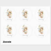 Sticker Rond Boho Gender Reveal Team Boy Baby shower (Feuille)