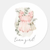 Sticker Rond Boho Gender Reveal Team Girl Baby shower (Devant)