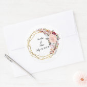 Sticker Rond Boho géométrique Floral Mariage Nom et date (Enveloppe)