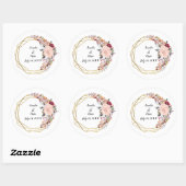 Sticker Rond Boho géométrique Floral Mariage Nom et date (Feuille)