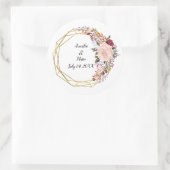 Sticker Rond Boho géométrique Floral Mariage Nom et date (Sac)