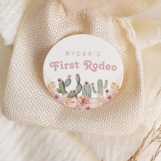 Sticker Rond Boho Girls First Rodeo Cowgirl Anniversaire