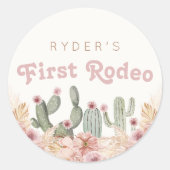 Sticker Rond Boho Girls First Rodeo Cowgirl Anniversaire (Devant)