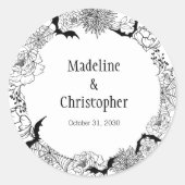 Sticker Rond Boho Gothic Floral Mariage (Devant)