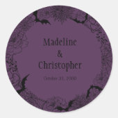 Sticker Rond Boho Gothique Floral Mariage pourpre (Devant)
