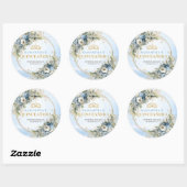 Sticker Rond Boho Graceful Pale Blue Gold Greenery Quinceañera (Feuille)
