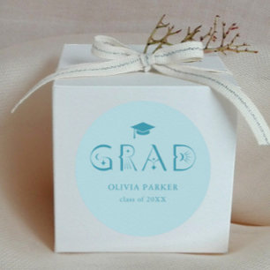 Sticker Rond Boho GRAD Typographie Bleu