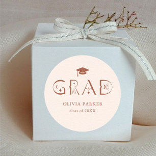 Sticker Rond Boho GRAD Typographie Blush Rose