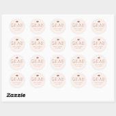 Sticker Rond Boho GRAD Typographie Blush Rose (Feuille)