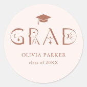 Sticker Rond Boho GRAD Typographie Blush Rose (Devant)