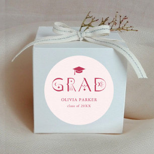 Sticker Rond Boho GRAD Typographie rose