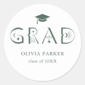 Sticker Rond Boho GRAD Typographie verte (Devant)