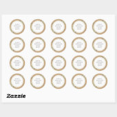 Sticker Rond Boho Greenery Kraft Rustique Votre Message (Feuille)