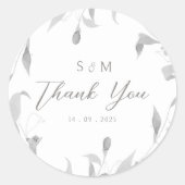 Sticker Rond Boho Grey Silver Party préfère le Mariage floral (Devant)