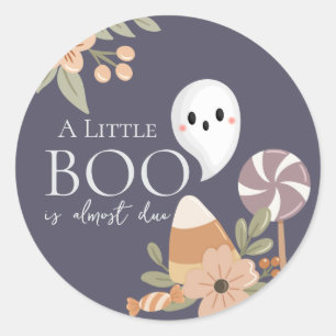 Sticker Rond Boho Halloween Baby shower Little Boo - mignon fan