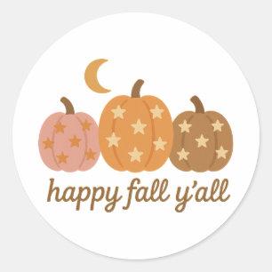 Sticker Rond Boho Happy automne à tous les étoiles citrouilles