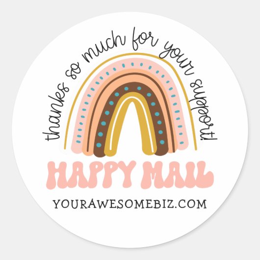Sticker Rond Boho Happy Mail Merci pour votre entreprise de sup (Devant)
