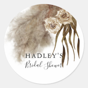 Sticker Rond Boho Herbe de la Pampa Automne Tombez amoureux Ent