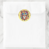 Sticker Rond Boho Hippie Lion SHades (Sac)