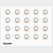Sticker Rond Boho Hiver Citrus Wreath Monogramme Classic Round  (Feuille)