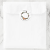 Sticker Rond Boho Hiver Citrus Wreath Monogramme Classic Round  (Sac)