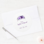 Sticker Rond Boho Lavender Floral Plum Purple Mariage (Enveloppe)
