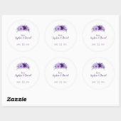 Sticker Rond Boho Lavender Floral Plum Purple Mariage (Feuille)
