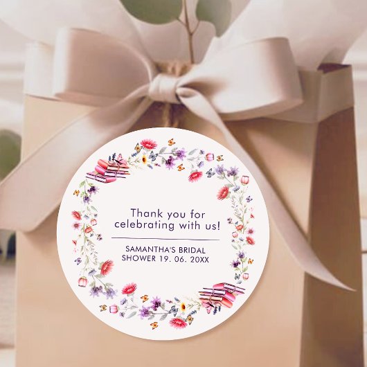 Sticker Rond Boho Lavender Wildflower New Chapter Favor