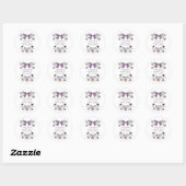 Sticker Rond Boho Lilac Ribbons Floral Wedding Favoriser (Feuille)