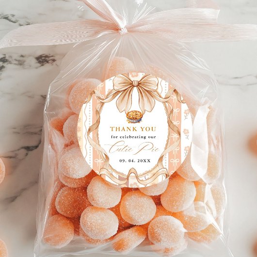 Sticker Rond Boho Little Cutie Pie Thanksgiving Baby shower