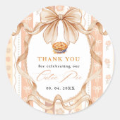 Sticker Rond Boho Little Cutie Pie Thanksgiving Baby shower (Devant)
