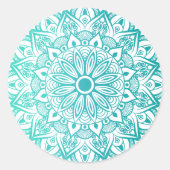 Sticker Rond Boho Mandala Turquoise (Devant)
