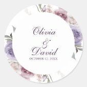 Sticker Rond Boho Mauve et Lilac Floral Mariage (Devant)