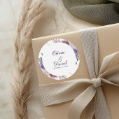 Sticker Rond Boho Mauve et Lilac Floral Mariage