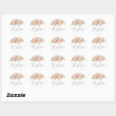 Sticker Rond Boho Mauve Peach Flowers Baby shower Merci (Feuille)