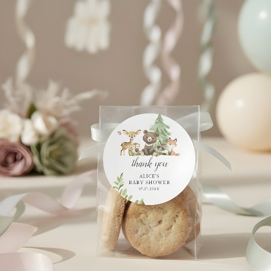 Sticker Rond Boho Merci des animaux de bois