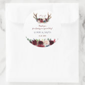 Sticker Rond Boho Merlot Marine Blue Floral Antlers Mariage (Sac)