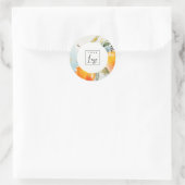 Sticker Rond Boho moderne Abstrait Sketchy Orange Garden Logo (Sac)