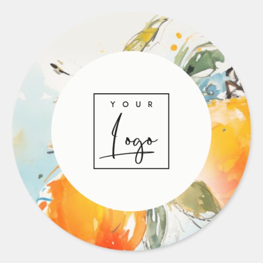 Sticker Rond Boho moderne Abstrait Sketchy Orange Garden Logo (Devant)