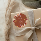 Sticker Rond Boho Moderne Burange Terracotta Mariage Floral