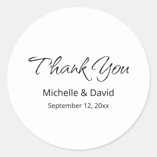 Sticker Rond Boho moderne Mariage de script simple Merci (Devant)